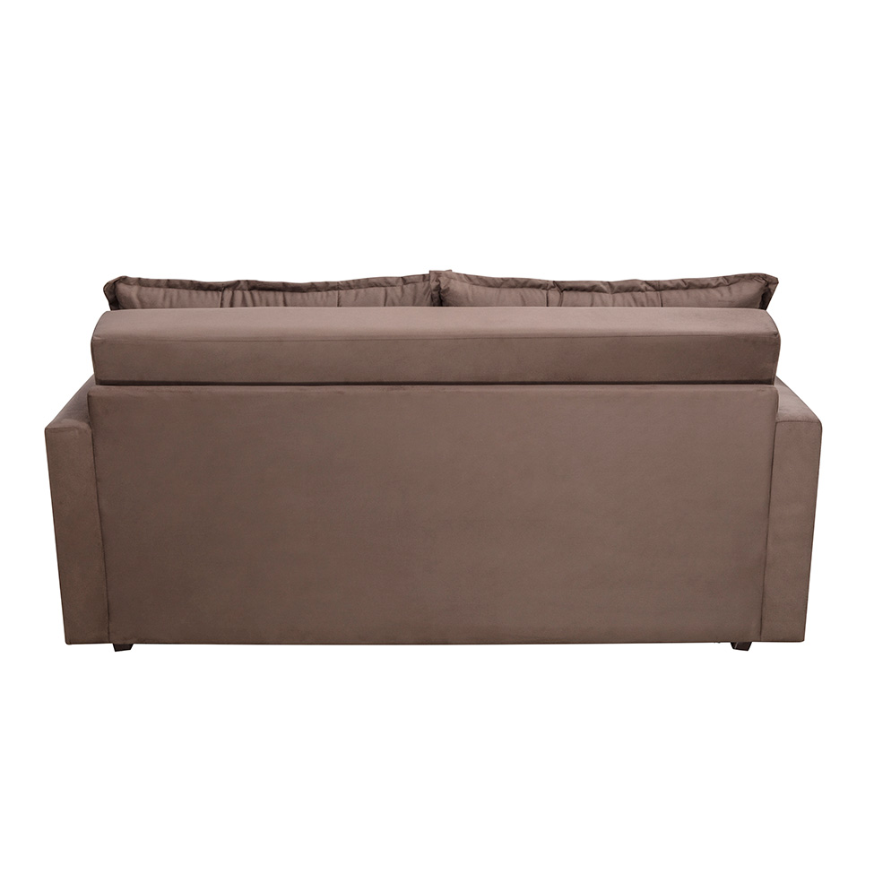 Sofá-Cama Casal 3 Lugares Trancoso Suede Liso Tabaco