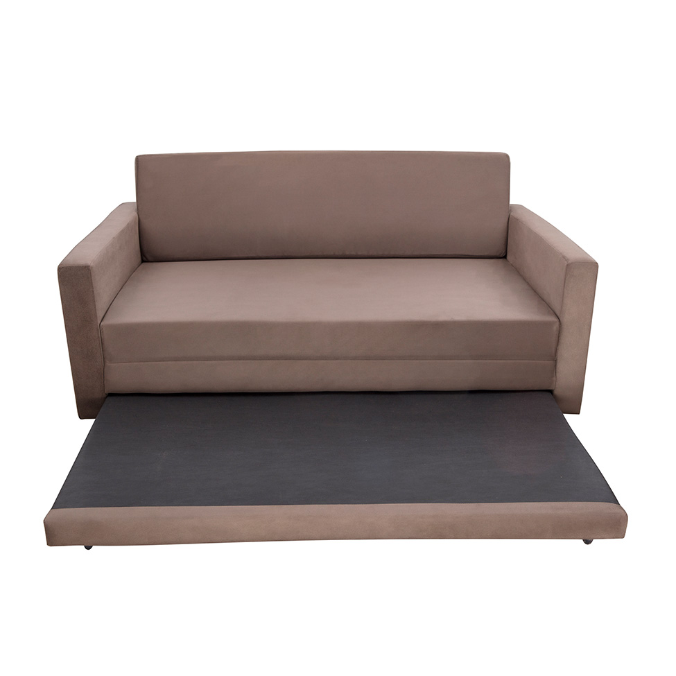 Sofá-Cama Casal 3 Lugares Trancoso Suede Liso Tabaco