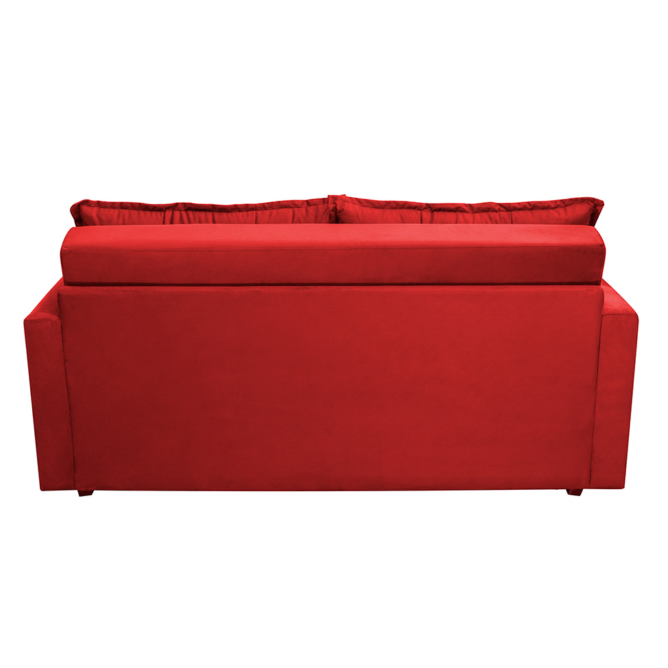 Sofá-Cama Casal 3 Lugares Trancoso Suede Liso Vermelho