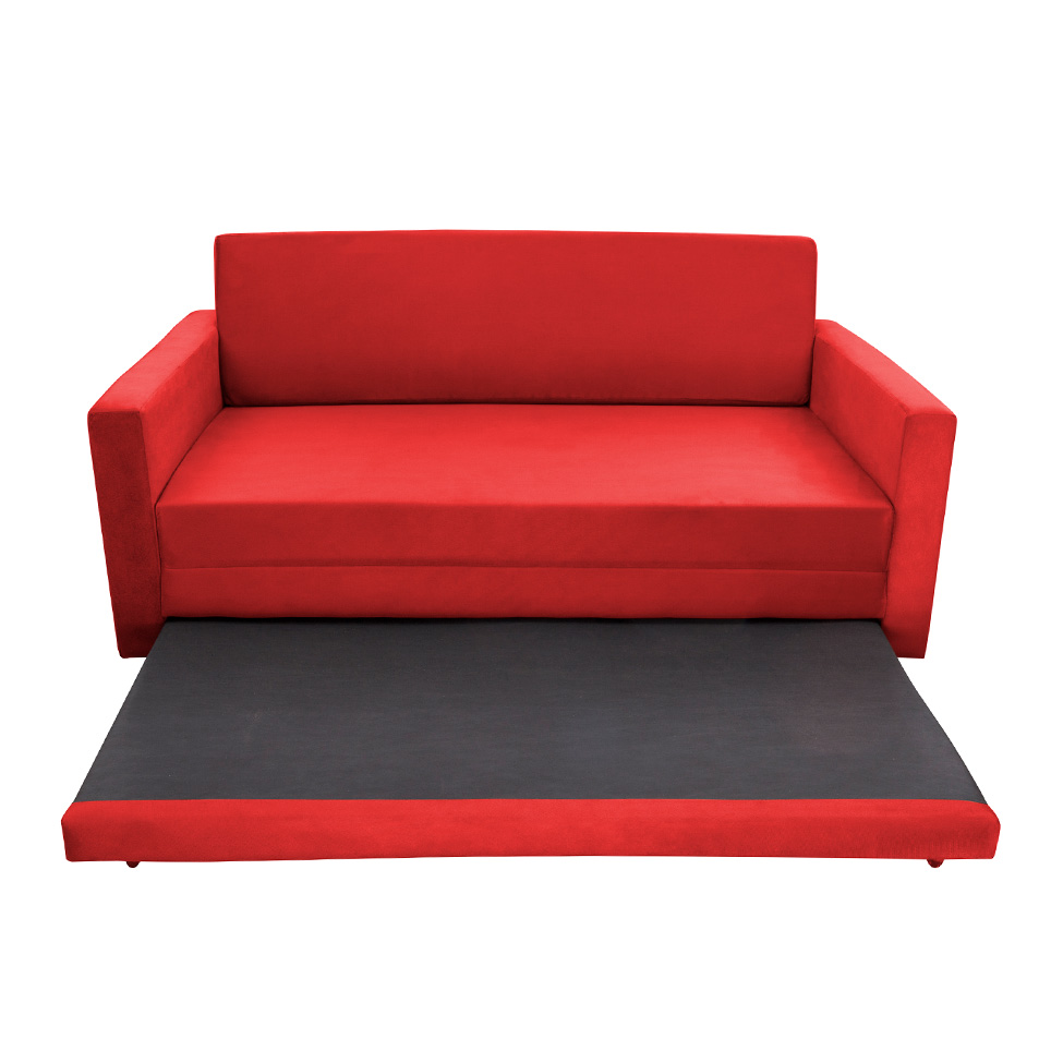 Sofá-Cama Casal 3 Lugares Trancoso Suede Liso Vermelho