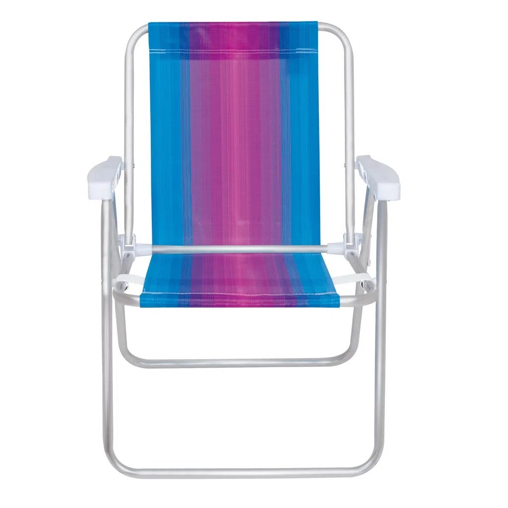 Cadeira de Praia Alta Alumínio - Mor Azul e Rosa