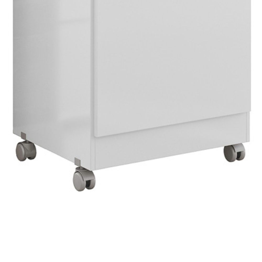 Armario Multiuso 1 Porta Com Rodizio 102X49 cm Lirio Branco Moval