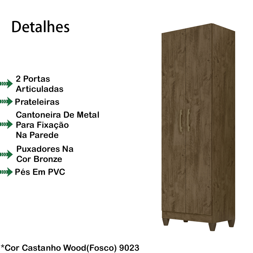 Armario Multiuso 2 Portas 9023 Castanho Wood Moval