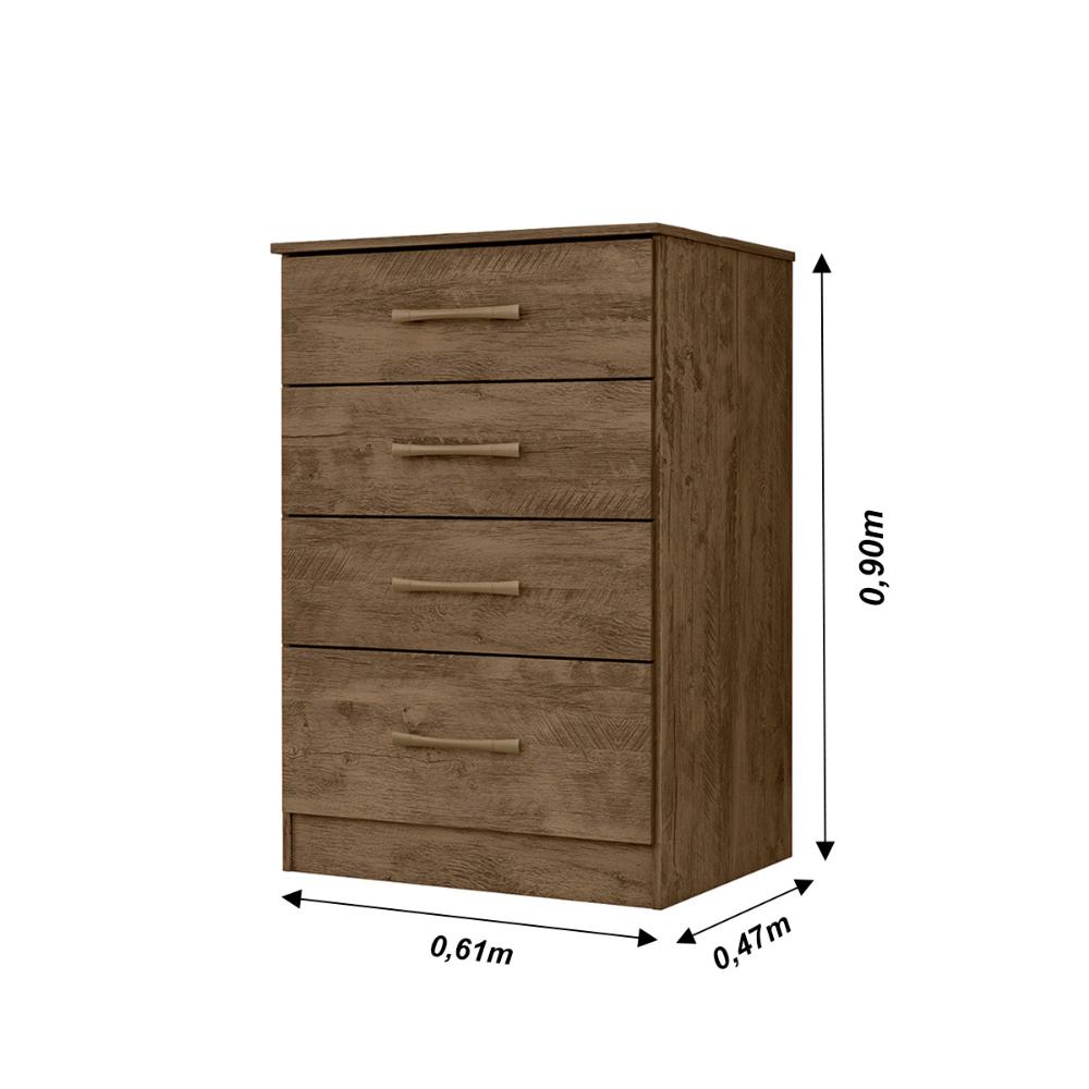 Cômoda MS913 4 gavetas - Castanho Wood
