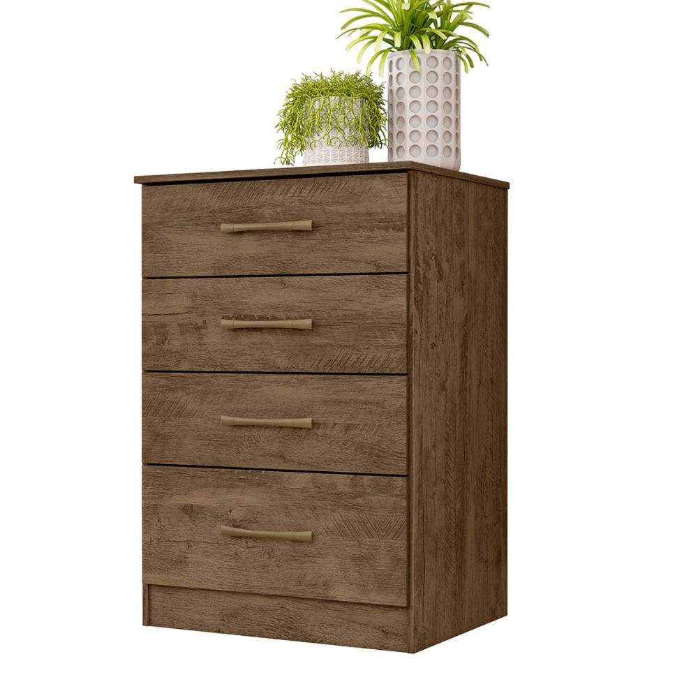 Cômoda MS913 4 gavetas - Castanho Wood
