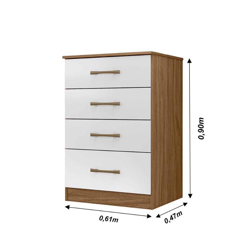 Cômoda MS913 4 gavetas - Naturale / Branco
