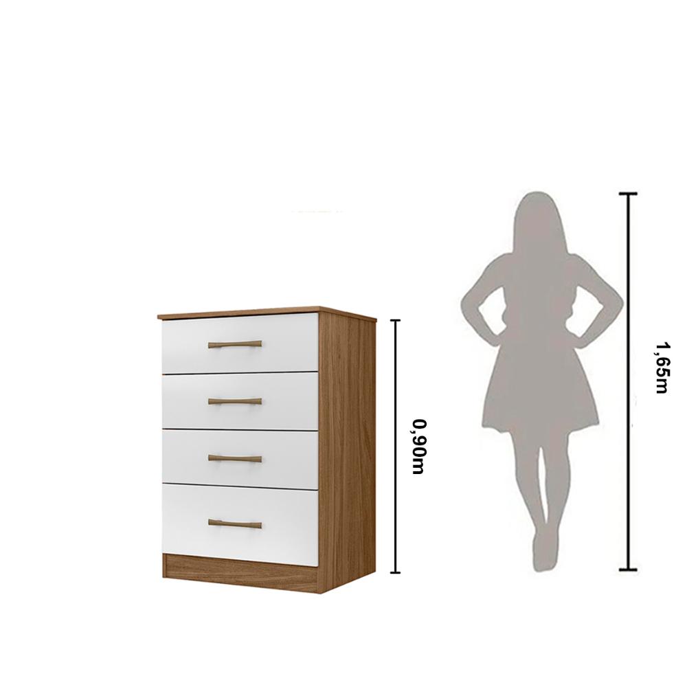 Cômoda MS913 4 gavetas - Naturale / Branco