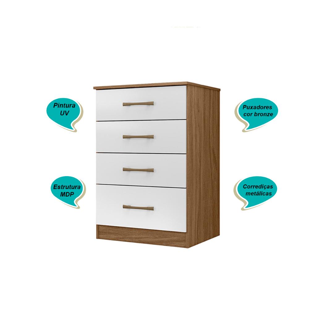 Cômoda MS913 4 gavetas - Naturale / Branco