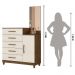 Cômoda Sapateira 5 gavetas com Espelho Lisboa - Castanho Wood / Baunilha