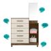 Cômoda Sapateira 5 gavetas com Espelho Lisboa - Castanho Wood / Baunilha