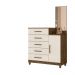 Cômoda Sapateira 5 gavetas com Espelho Lisboa - Castanho Wood / Baunilha