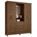 Cômoda e Roupeiro com Espelho Cairo Castanho Wood