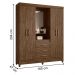 Cômoda e Roupeiro com Espelho Cairo Castanho Wood
