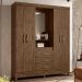 Cômoda e Roupeiro com Espelho Cairo Castanho Wood