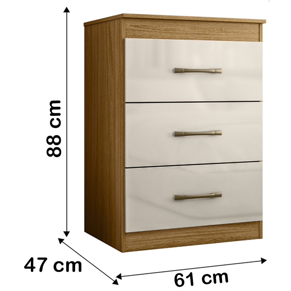 Comoda 3 Gavetas 0420 Freijo Off White Moval