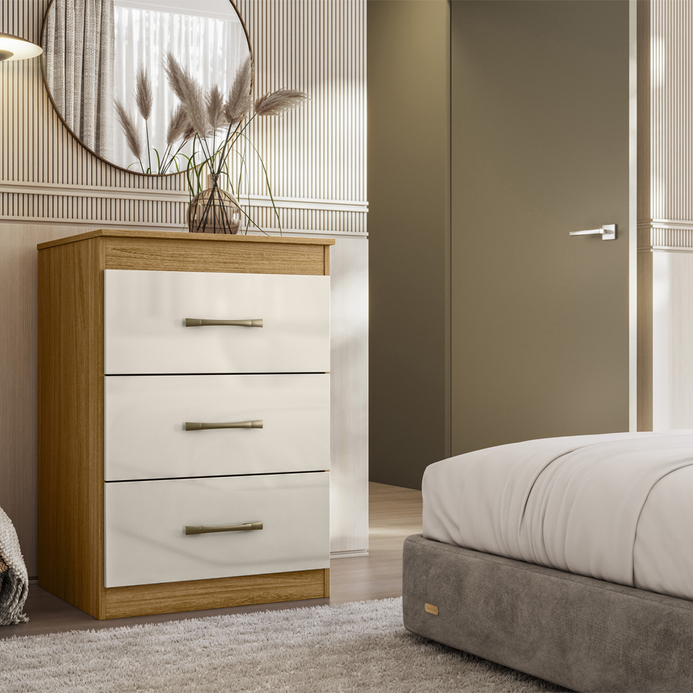 Comoda 3 Gavetas 0420 Freijo Off White Moval