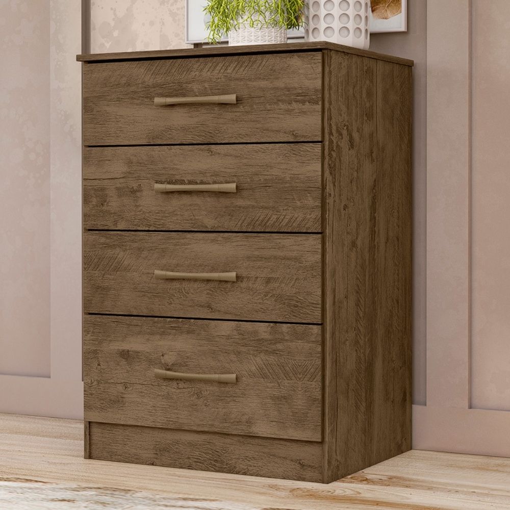 Comoda 4 Gavetas 61 cm MS913 Castanho Wood Moval