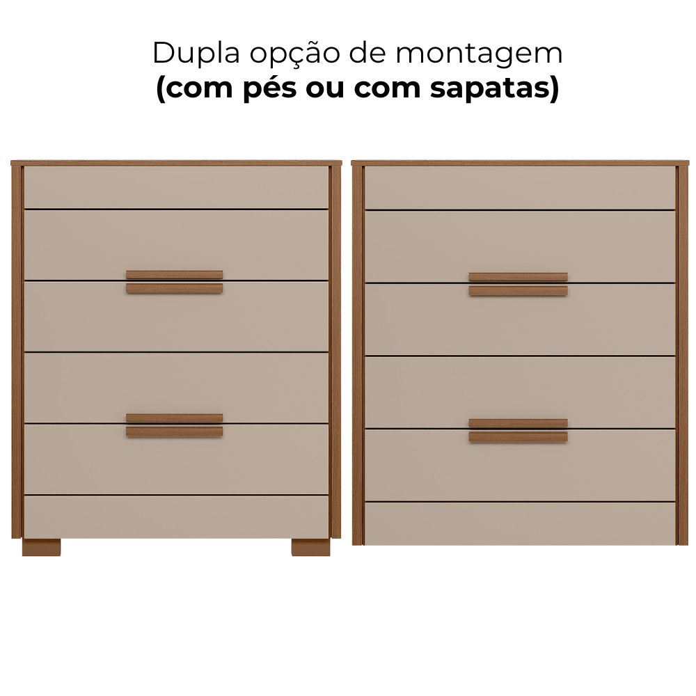 Comoda 4 Gavetas Dhara 86 cm Carvalho Fendi Moval