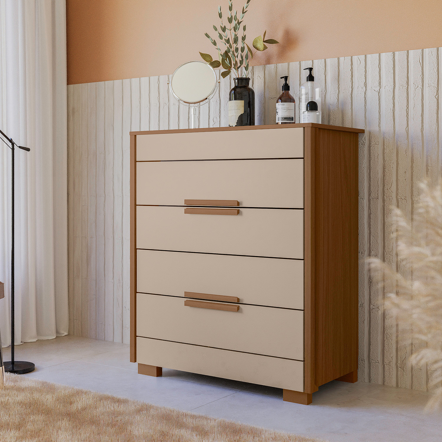 Comoda 4 Gavetas Dhara 86 cm Carvalho Fendi Moval