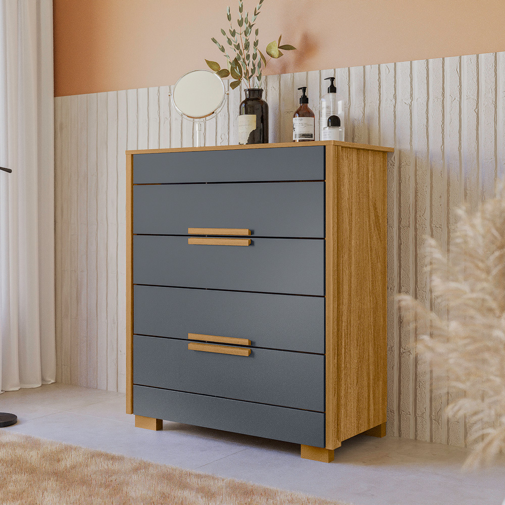 Comoda 4 Gavetas Dhara 86 cm Freijo Cinza Moval