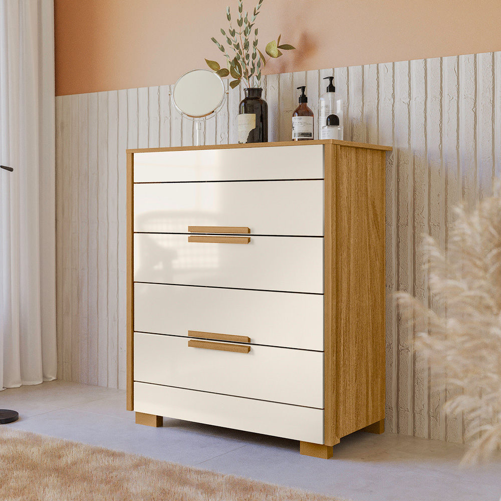 Comoda 4 Gavetas Dhara 86 cm Freijo Off White Moval