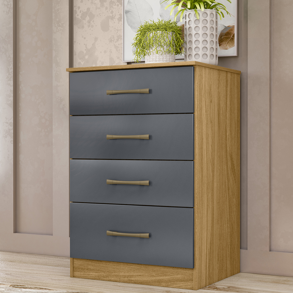 Comoda 4 Gavetas MS9130 Freijo Cinza Moval