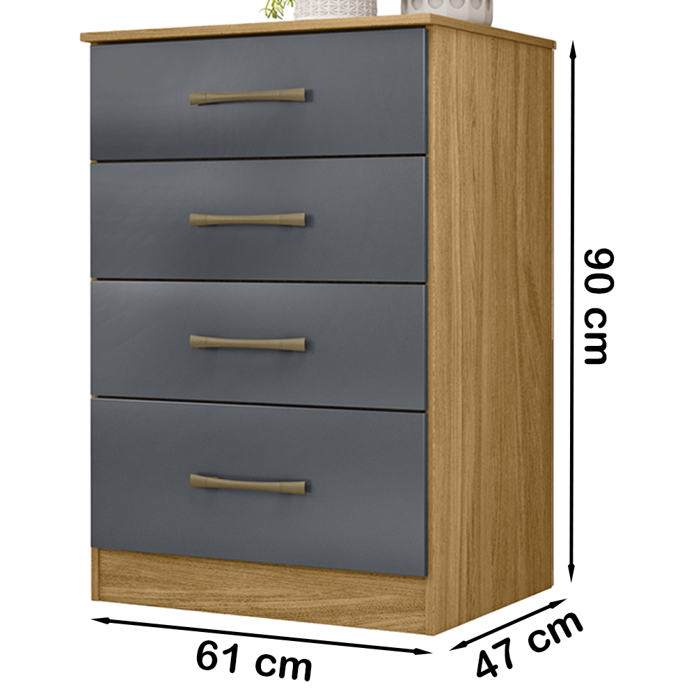 Comoda 4 Gavetas MS9130 Freijo Cinza Moval
