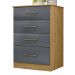Comoda 4 Gavetas MS9130 Freijo Cinza Moval