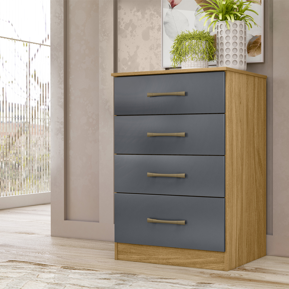 Comoda 4 Gavetas MS9130 Freijo Cinza Moval