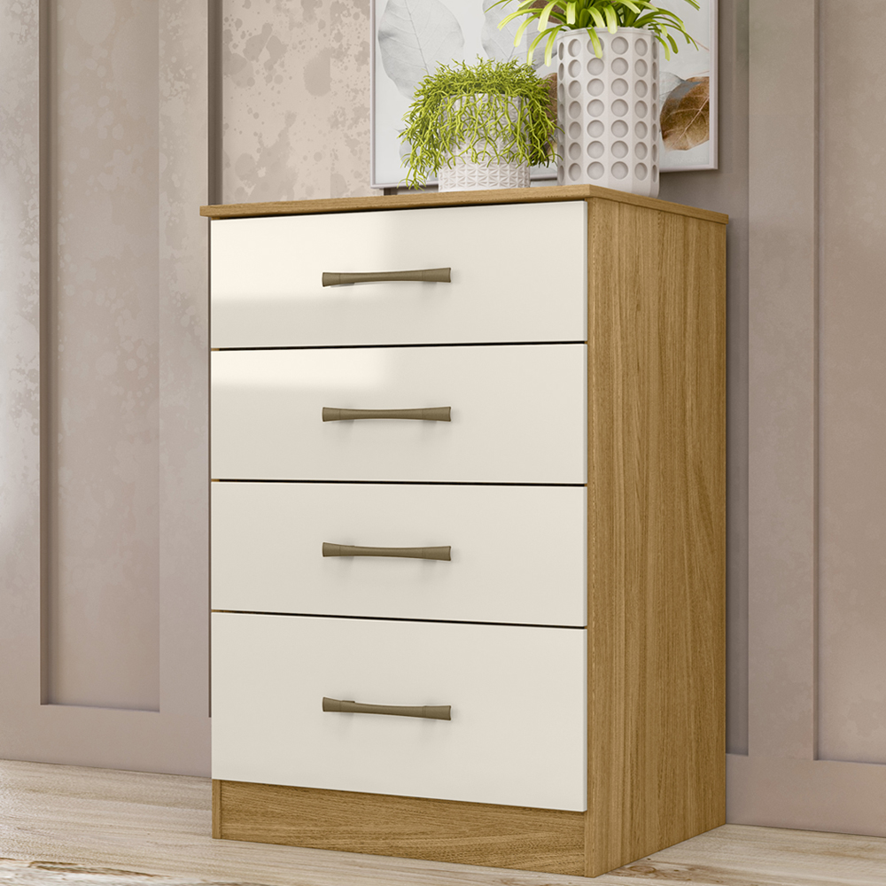 Comoda 4 Gavetas MS9130 Freijo Off White Moval