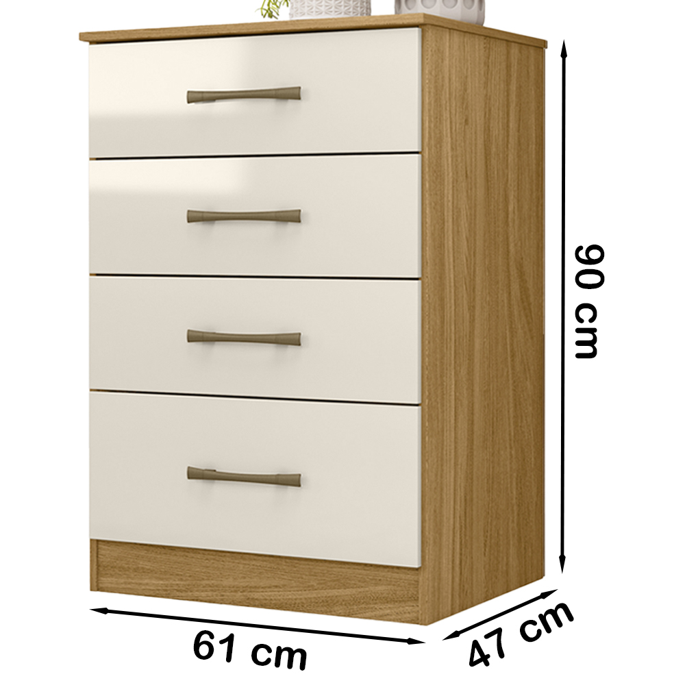 Comoda 4 Gavetas MS9130 Freijo Off White Moval