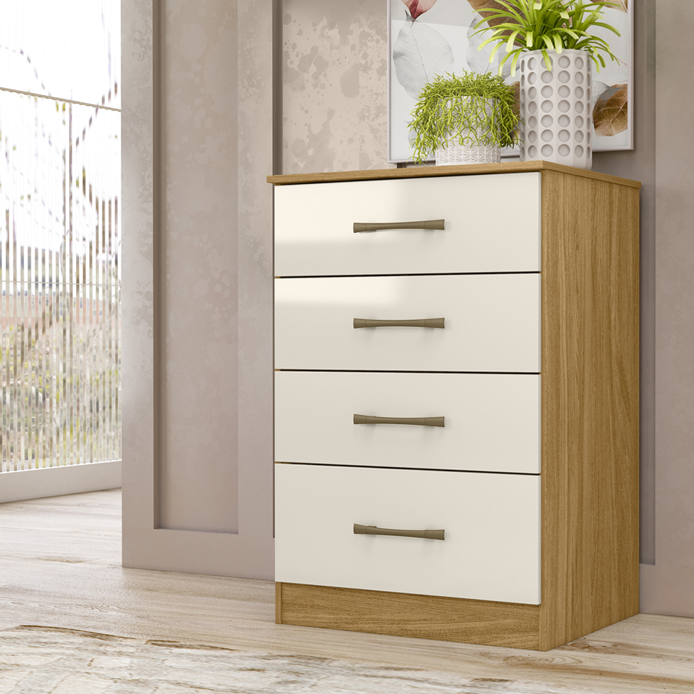 Comoda 4 Gavetas MS9130 Freijo Off White Moval