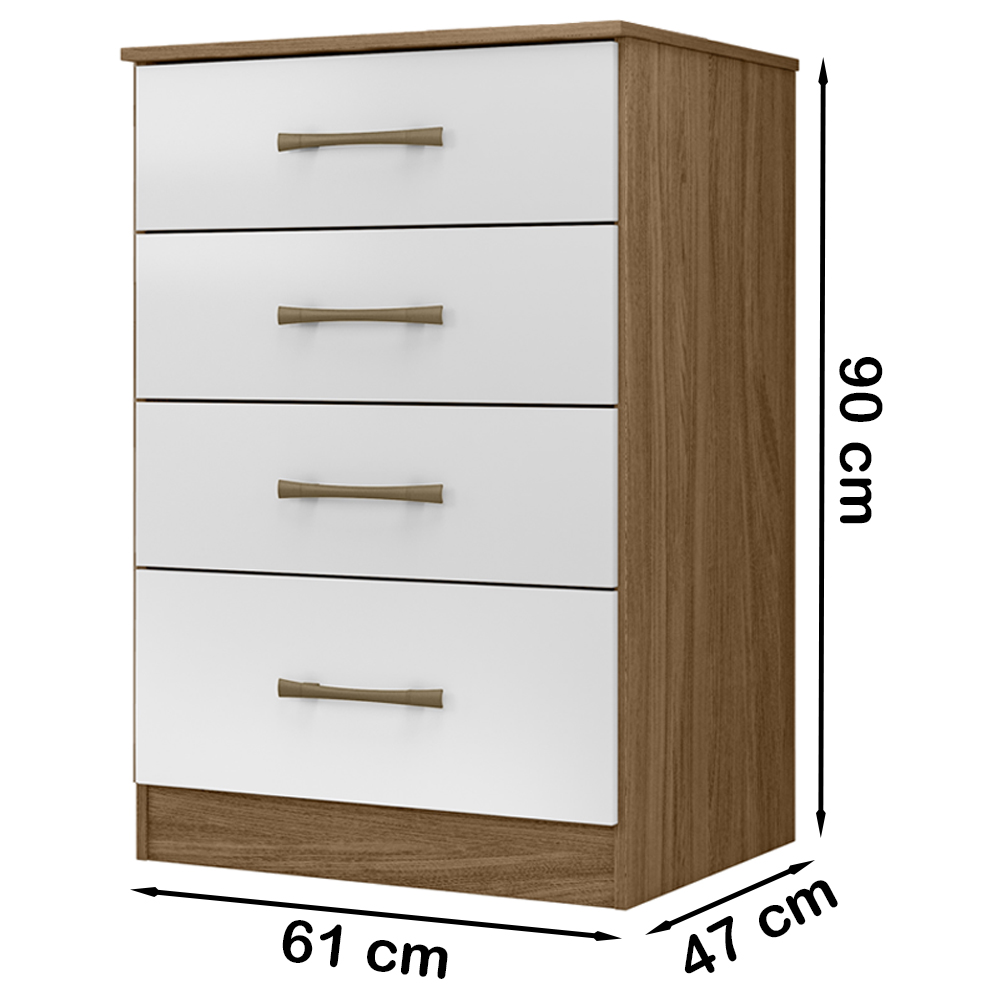 Comoda 4 Gavetas MS9130 Naturale Branco Moval