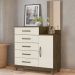 Comoda 5 Gavetas E 1 Porta Com Espelho 9373 Castanho Wood Off White Moval