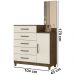Comoda 5 Gavetas E 1 Porta Com Espelho 9373 Castanho Wood Off White Moval