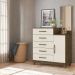 Comoda 5 Gavetas E 1 Porta Com Espelho 9373 Castanho Wood Off White Moval