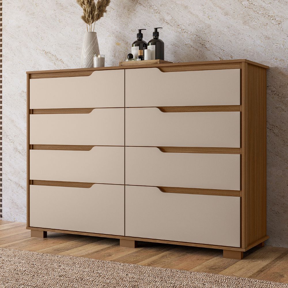 Comoda Georgia 8 Gavetas 147 cm Carvalho Fendi Moval