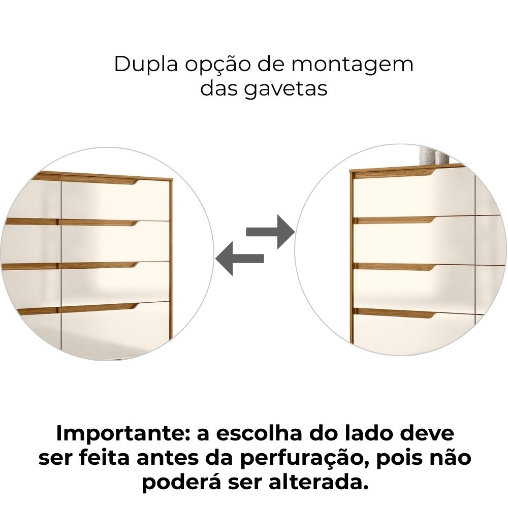Comoda Georgia 8 Gavetas 147 cm Freijo Off White Moval