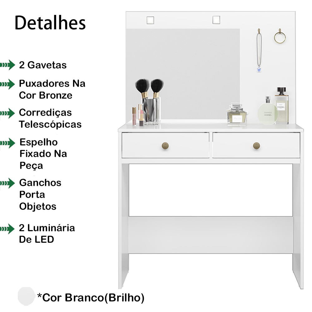 Comoda Penteadeira Camarim Ideal Com Espelho 9924 Branco Moval