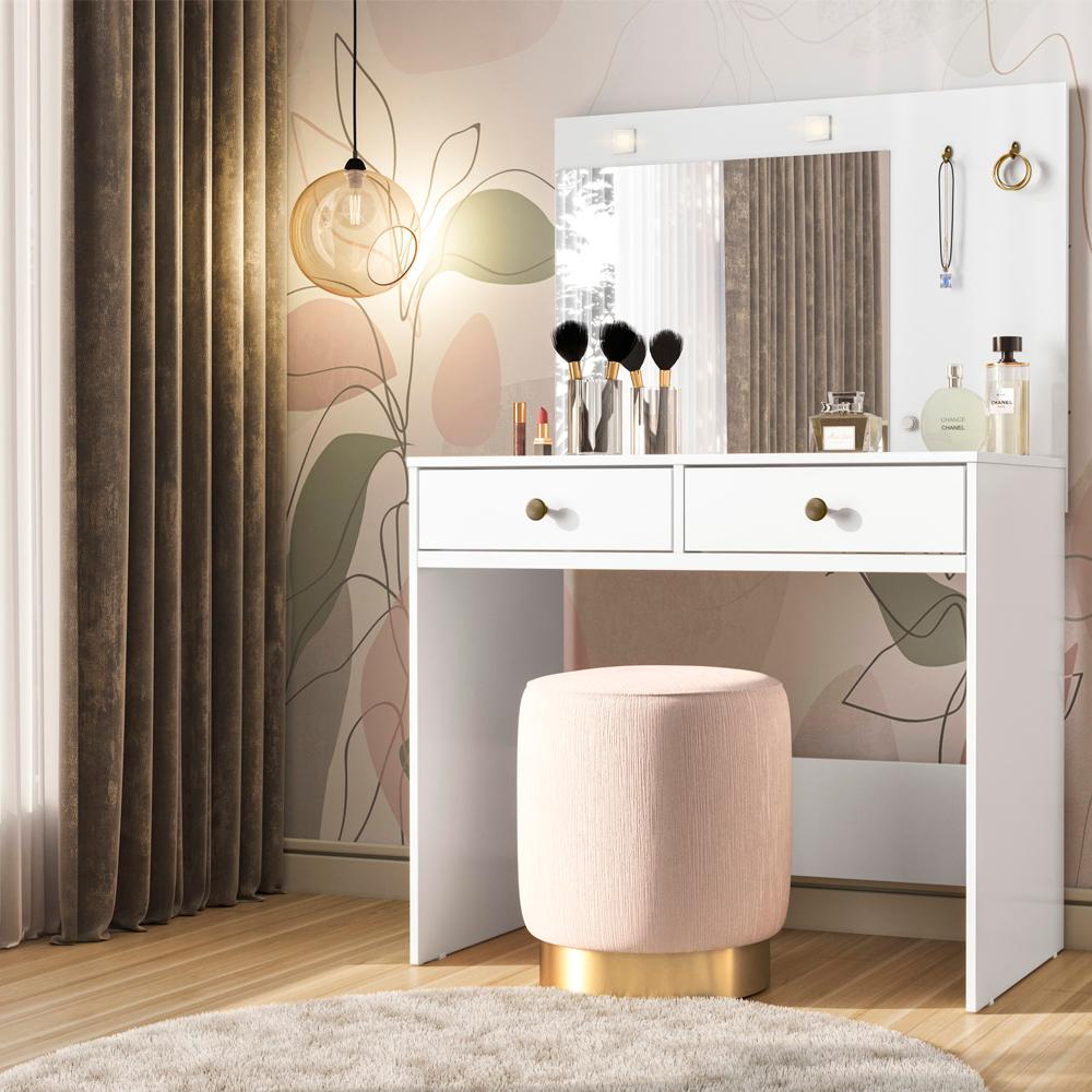 Comoda Penteadeira Camarim Ideal Com Espelho 9924 Branco Moval