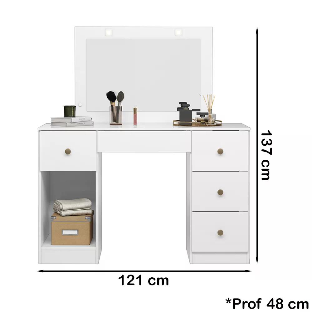 Comoda Penteadeira Camarim Sonhos Com Espelho 9904 Branco Moval