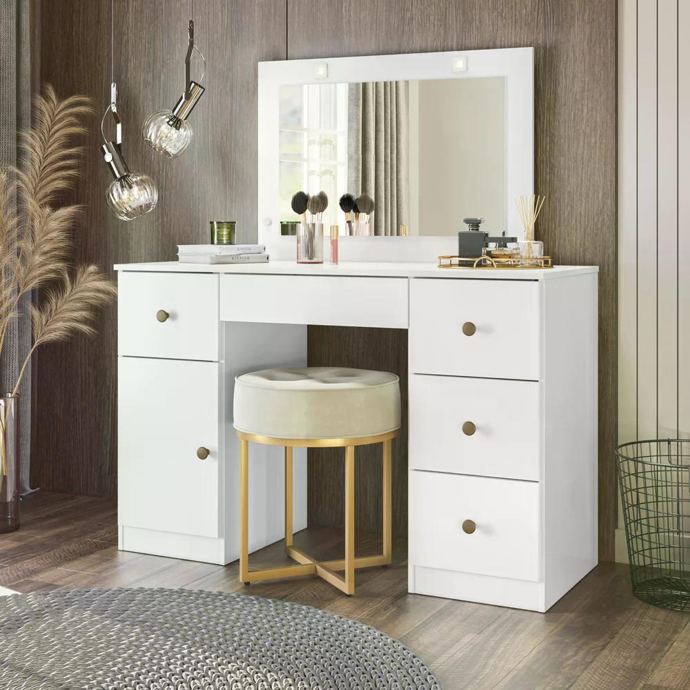 Comoda Penteadeira Camarim Sonhos Com Espelho 9904 Branco Moval