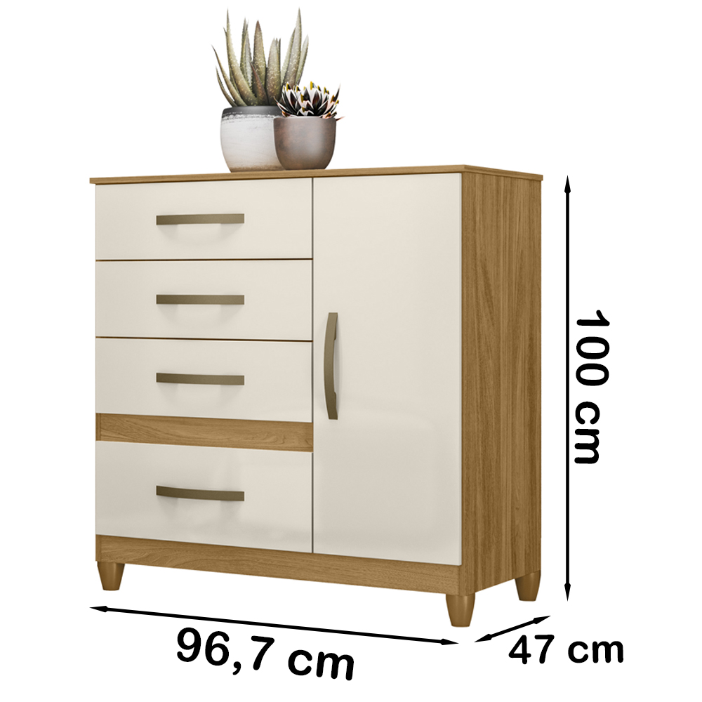 Comoda Sapateira Com Pes 4 Gav 7070 Freijo Off White Moval