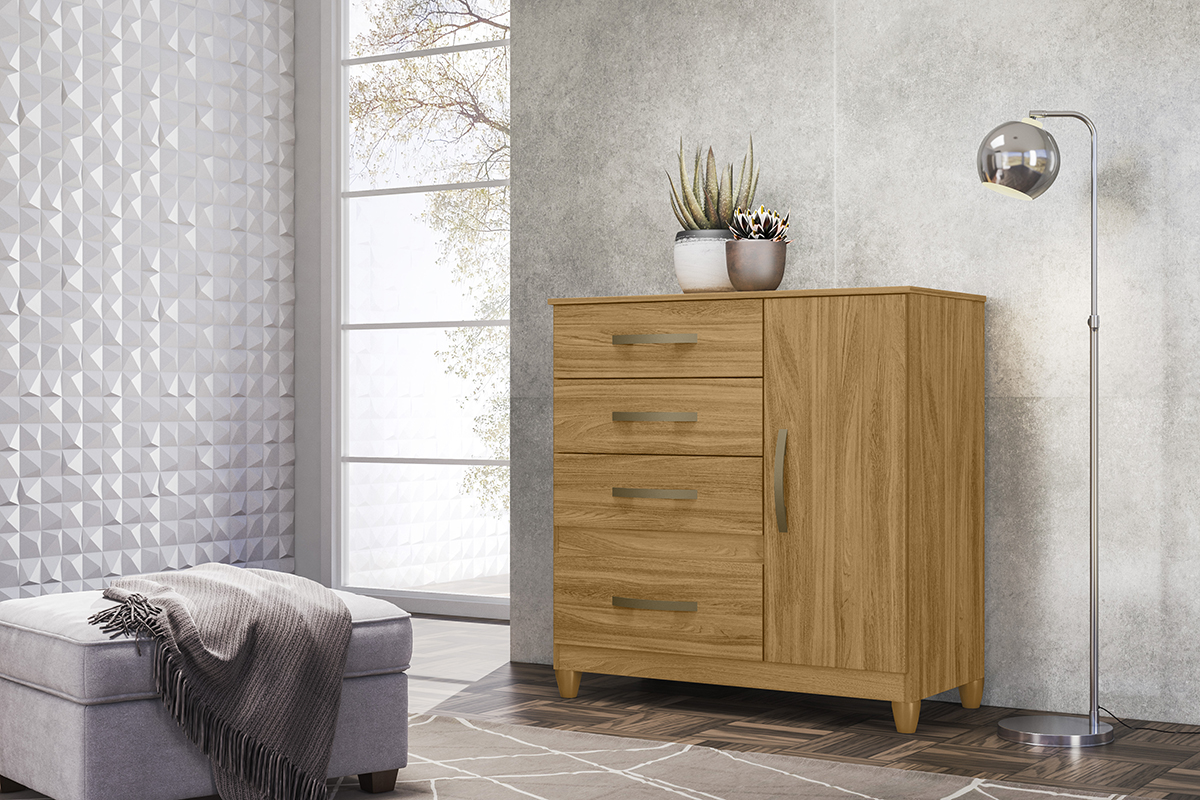 Comoda Sapateira Com Pes 4 Gav 7070 Freijo Off White Moval
