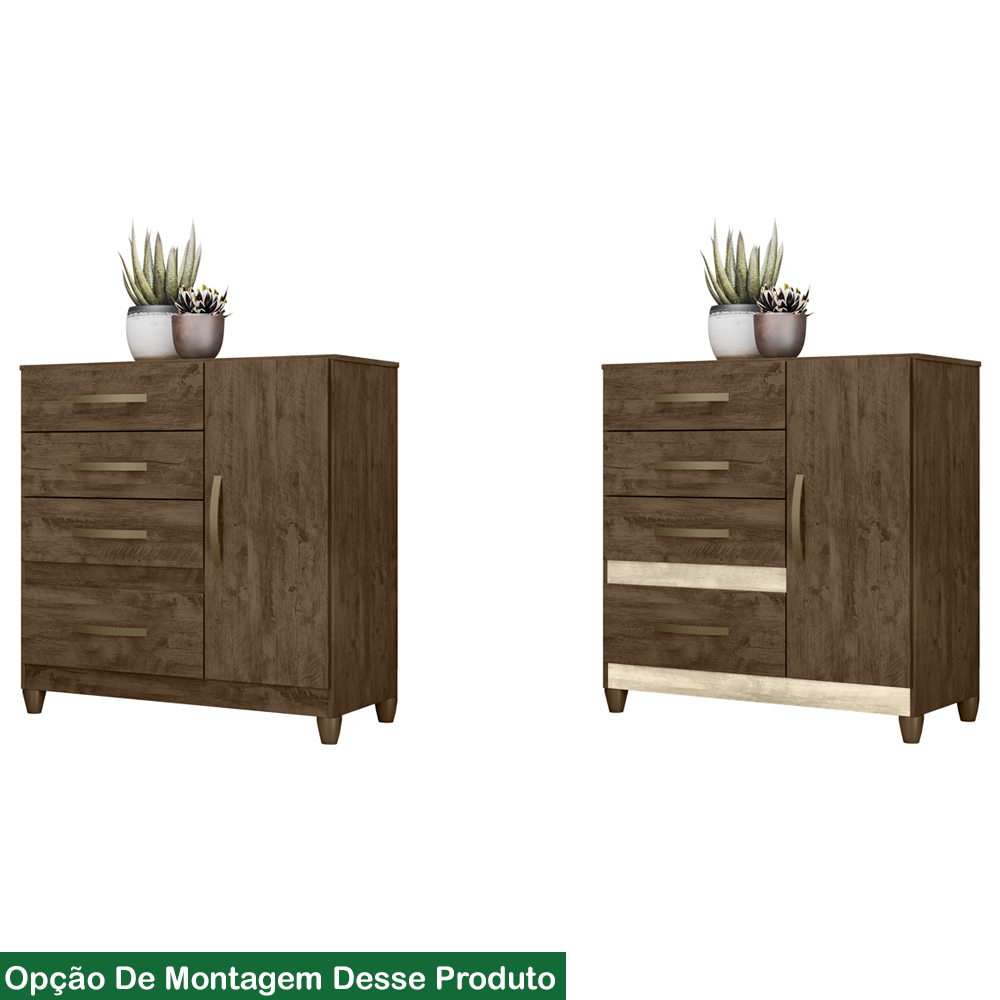 Comoda Sapateira Com Pes 4 Gav 7073 Castanho Wood Avela Wood Moval
