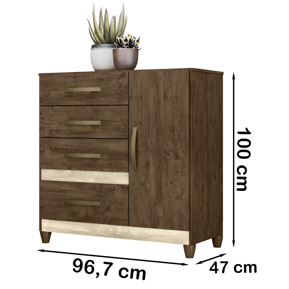 Comoda Sapateira Com Pes 4 Gav 7073 Castanho Wood Avela Wood Moval