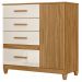 Comoda Venus 4 Gavetas 1 Porta Com Pés 98 cm Freijo Off White Friso Moval