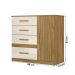 Comoda Venus Quarto com 4 Gavetas e 1 Porta Freijo/Off White/Frisado