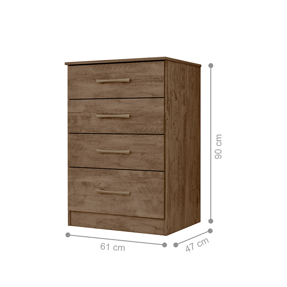 Conjunto Guarda Roupa Com Espelho e Cômoda Gokyo Castanho Wood