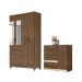Conjunto Guarda Roupa Com Espelho e Cômoda Petra Castanho Wood Avelã